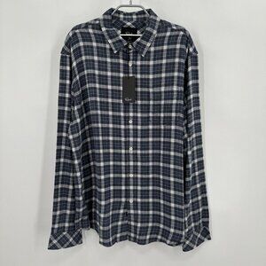 Rails Men's Lennox Plaid Button Down Shirt Long Sleeve XL Blue Brushed Cotton